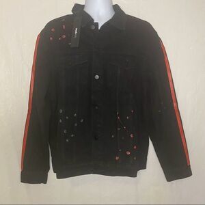 Black & Red Fashion Nova Men denim jacket Size XL